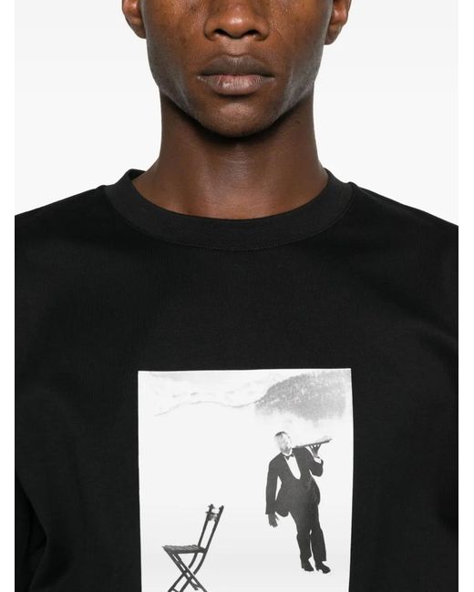 Drole de Monsieur Black Graphic-Print T-Shirt for men