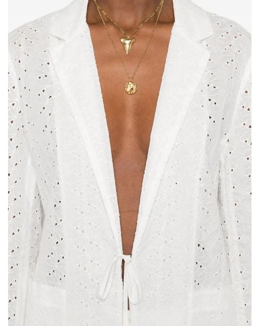 Forte_forte White Eyelet Tie Jacket