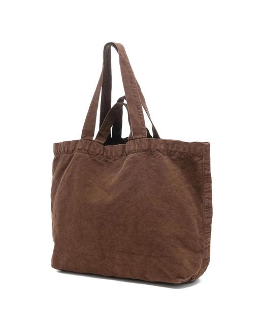 Kaptain Sunshine Brown Crinkle-Effect Tote Bag for men