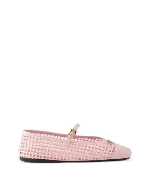 Prada Pink Crochet Ballerinas