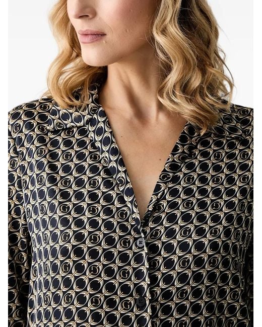 Guess Black Monogram-Print Long-Sleeve Shirt