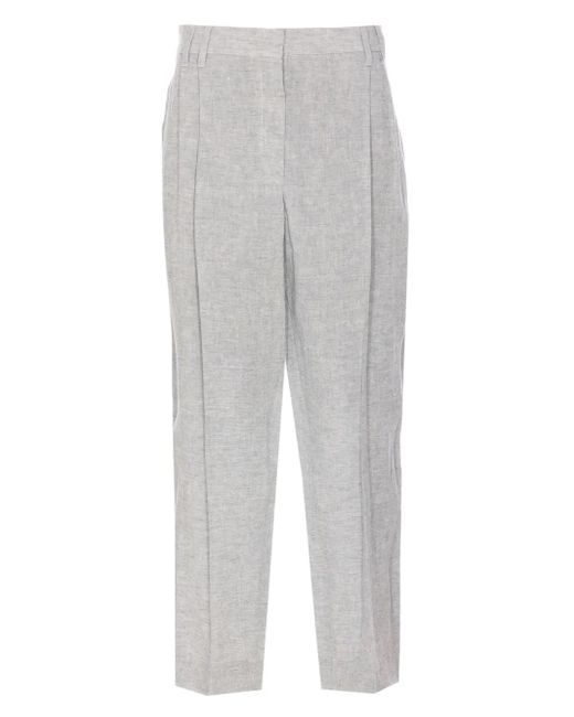 Brunello Cucinelli Gray Pressed-Crease Trousers
