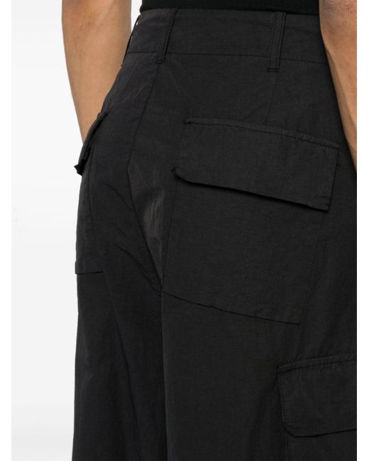 Laneus Black Cotton Cargo Trousers for men
