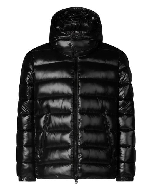 Save The Duck Black Hooded Quilted Jacket for men