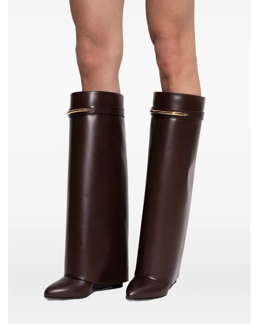 Givenchy Brown Wedge Heel Boots 'Shark'