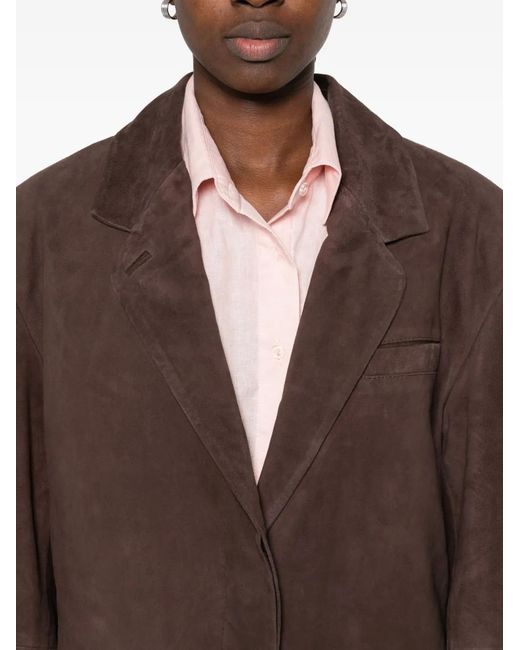 Remain Brown Suede Single-Breasted Blazer