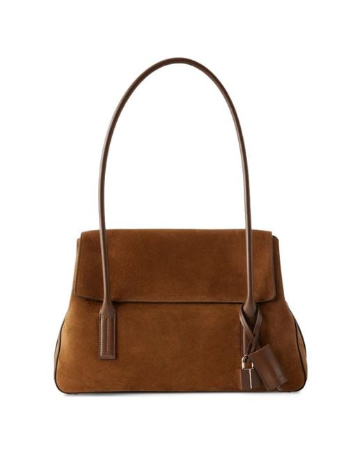 Tom Ford Brown Eclipse Medium Whisky-Colored Suede Shoulder Bag With Smooth Leather Details