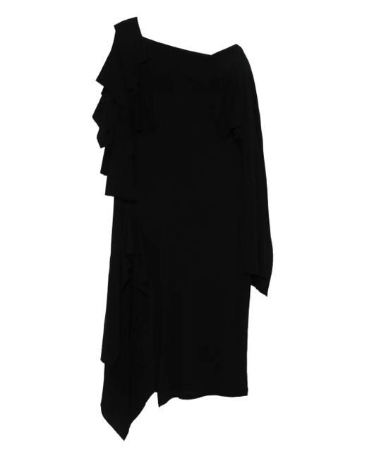 Yohji Yamamoto ドレープ ラッフル ドレス Black
