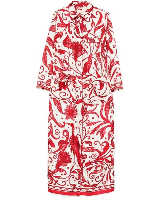 F.R.S For Restless Sleepers Red Floral-Print Shirt Dress