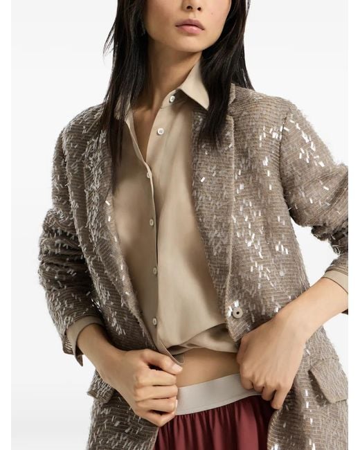 Brunello Cucinelli Brown Button-Fastening Blazer