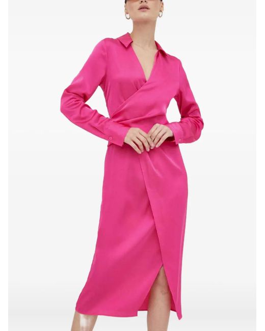 Day Birger et Mikkelsen Pink Wrap Long-Sleeve Midi Dress