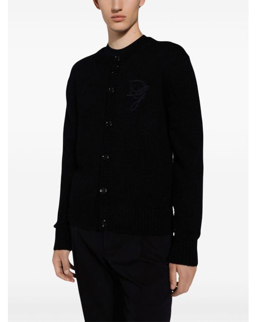 Dolce & Gabbana Black Button-Down Cardigan for men