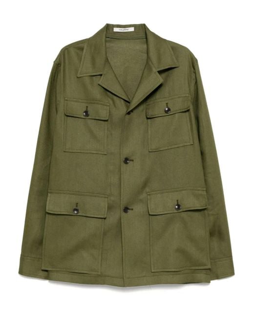 Tagliatore Green Linen Shirt Jacket for men