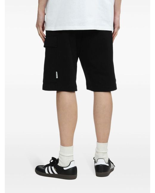 Izzue Black Logo-appliqué Cotton Shorts for men