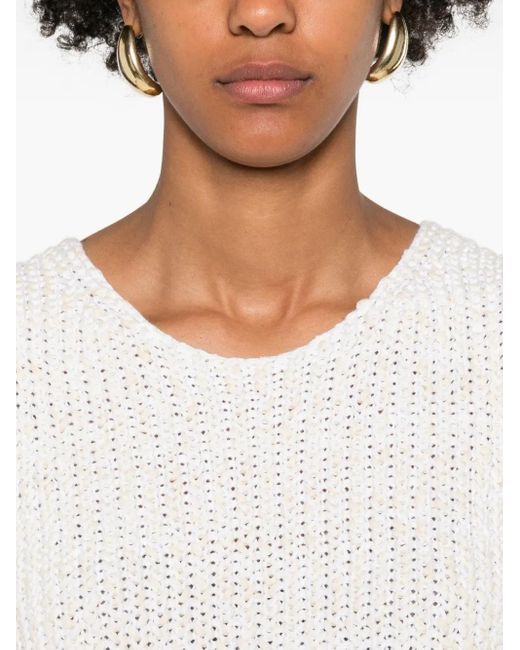 Marc O' Polo White Open-Knit Sleeveless Top