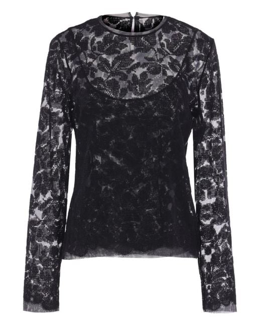 Ermanno Scervino Black Lace Long-Sleeve Top