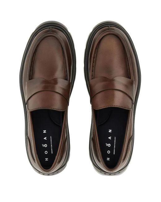 Hogan Brown Round-Toe Loafers for men