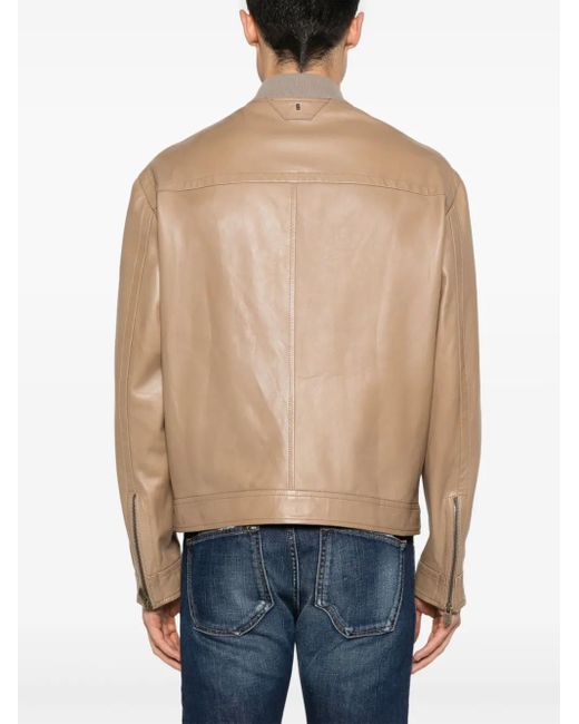 Salvatore Santoro Natural Cuff-Zipped Leather Jacket for men