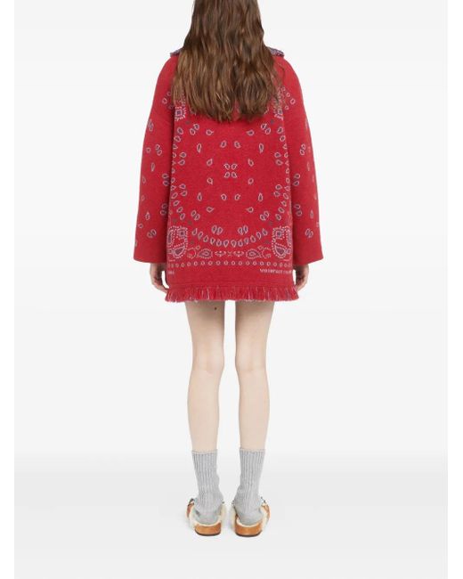 Alanui Vest Met Bandana-Jacquard En Franje in het Red