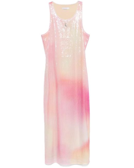 Patrizia Pepe Pink Sequin-Embellished Midi Dress