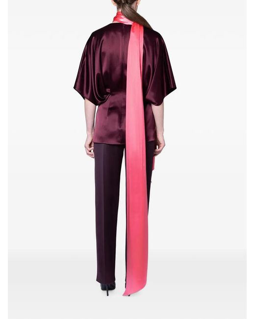 Roksanda Red Luma Scarf-Detail Draped Top