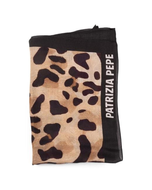 Patrizia Pepe Black Leopard-Print Scarf