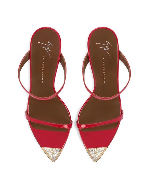 Giuseppe Zanotti Red Intriigo Jewelry Metal-Detail Sandals
