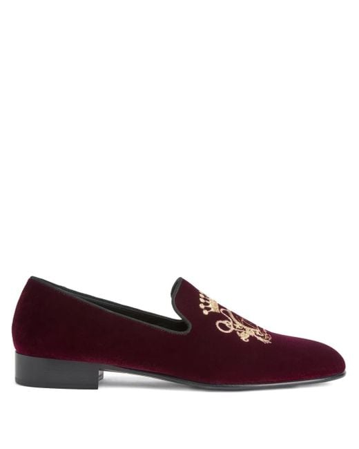 Giuseppe Zanotti Brown Terence Embroidered-Detail Loafers for men
