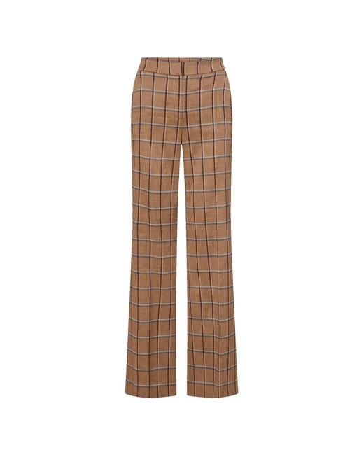 Veronica Beard Natural Tonelli Check-Pattern Trousers