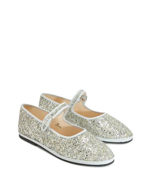 Capulet White Glitter-Embellishment Ballet Flats