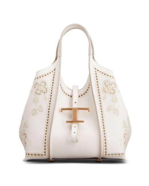 Tod's White T Timeless Leather Tote Bag