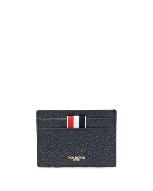 Thom Browne Blue Logo-print Leather Cardholder