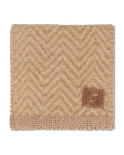 Fendi Natural Chevron Logo Scarf