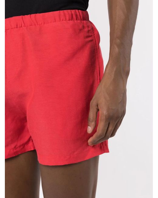 Amir Slama Red Elasticated-Waistband Linen Shorts for men