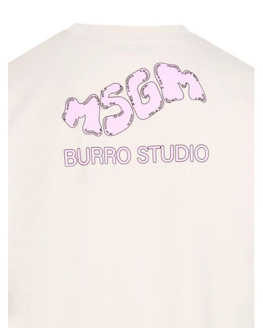 MSGM White Graphic-Print Cotton T-Shirt for men