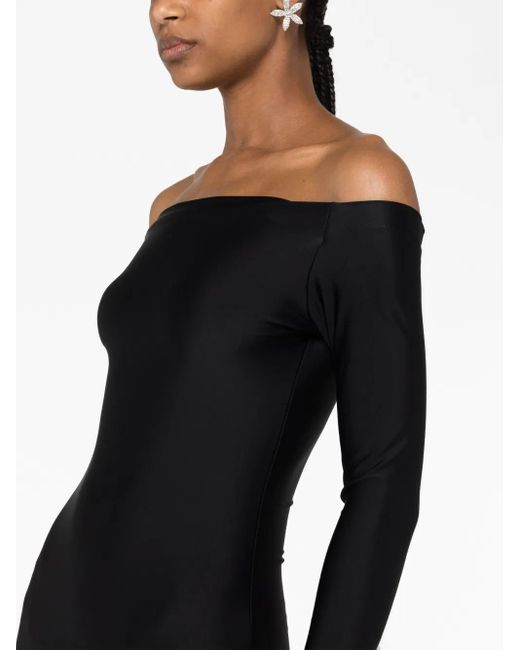 Atu Body Couture Black Off-Shoulder Flared Gown