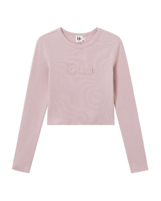 B+ AB Pink Embossed Long-Sleeve Top