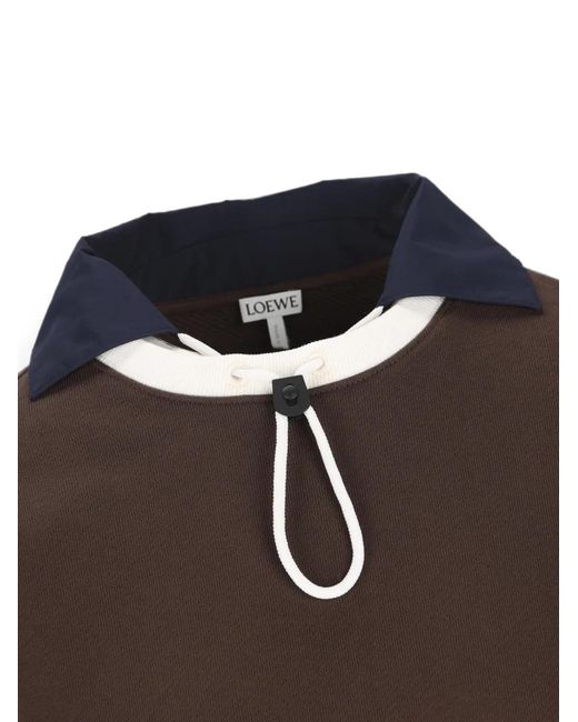 Loewe Brown Drawstring-Collar Elasticated-Hem Sweater