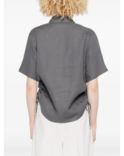 Peserico Blouse Met Korte Mouwen En Trekkoord in het Gray