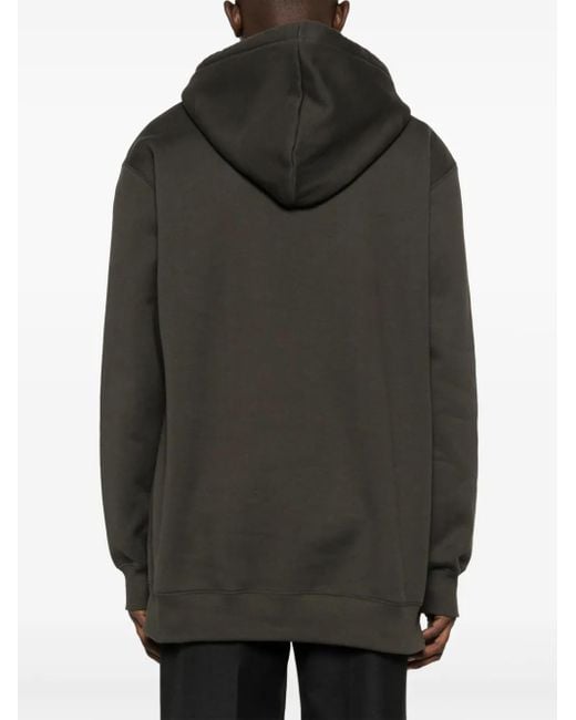 Lanvin Black Logo-embroidered Cotton Hoodie for men