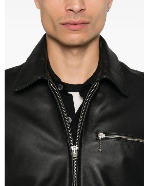 Second/Layer Black Barras Leather Jacket for men