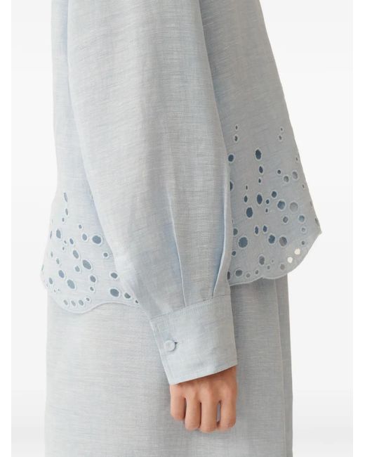 Fabiana Filippi Blue Scalloped Embroidered Shirt
