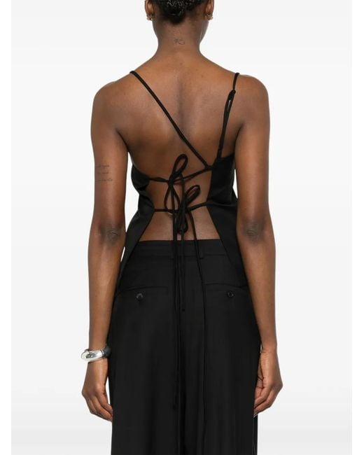 LA PISCINE Black Asymmetrical-Neck Top