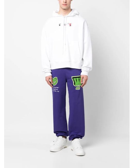 Off-White c/o Virgil Abloh Blue Logo-Patch Track Pants for men