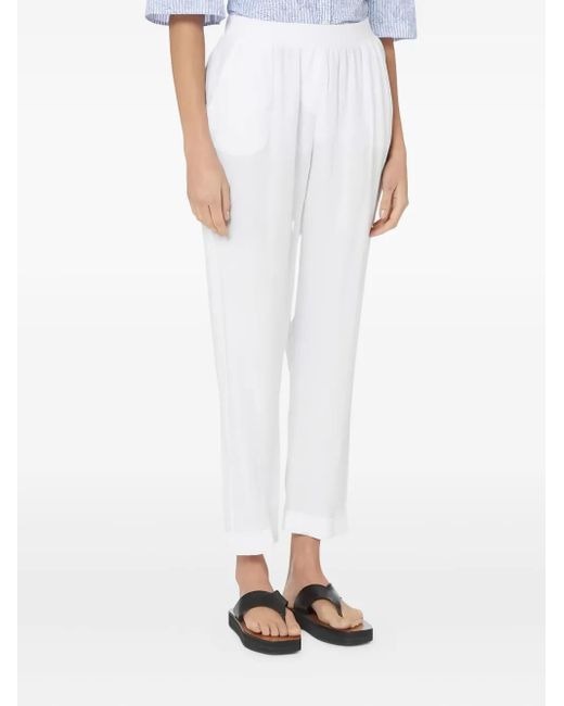 ROSSO35 White Linen Straight-Leg Trousers