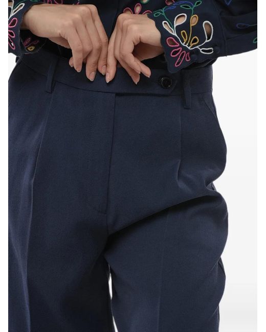 Department 5 Blue Pleated-Front Palazzo Pants