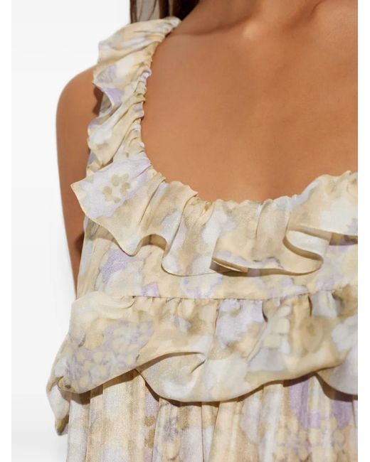 Chloé White Silk Dress With Floral Motif