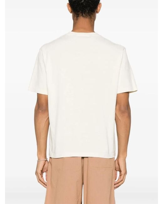 Palm Angels White Dragon-Monogram Cotton T-Shirt for men