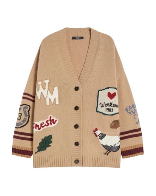 Weekend by Maxmara Natural Embroidered Stripe Cardigan