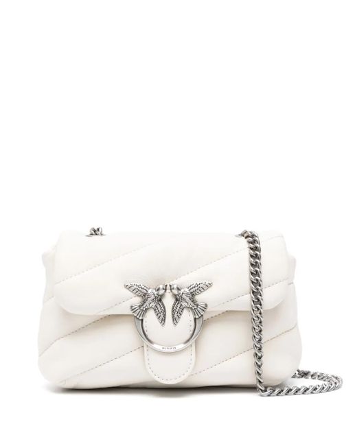 Pinko Baby Love キルティング レザーショルダーバッグ White